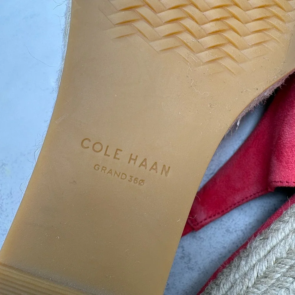 Cole Haan Cloudfeel Slingback Espadrille Wedge Pumps 7.5 Geranium Suede NWOB